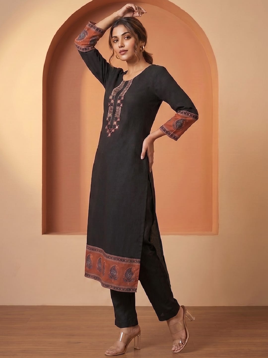 The Midnight Ajrakh-Edge Women's kurta