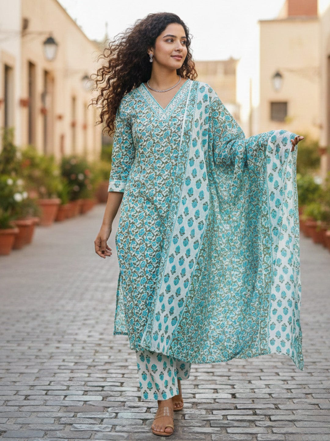 Botanical Breeze V-Neck Cotton Set