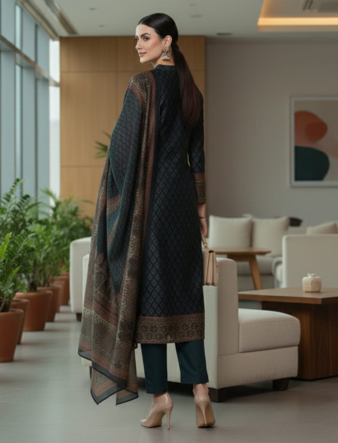 Varanga Women Grey Floral Printed Straight Kurta Paired With Solid Bottom And Printed Dupatta