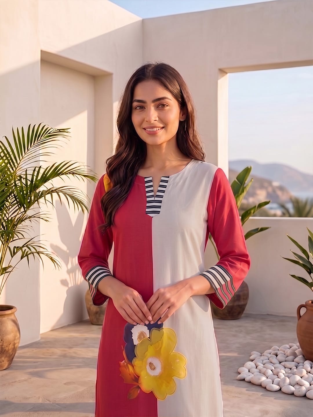 The Half-Frame Coral Women's kurta Set