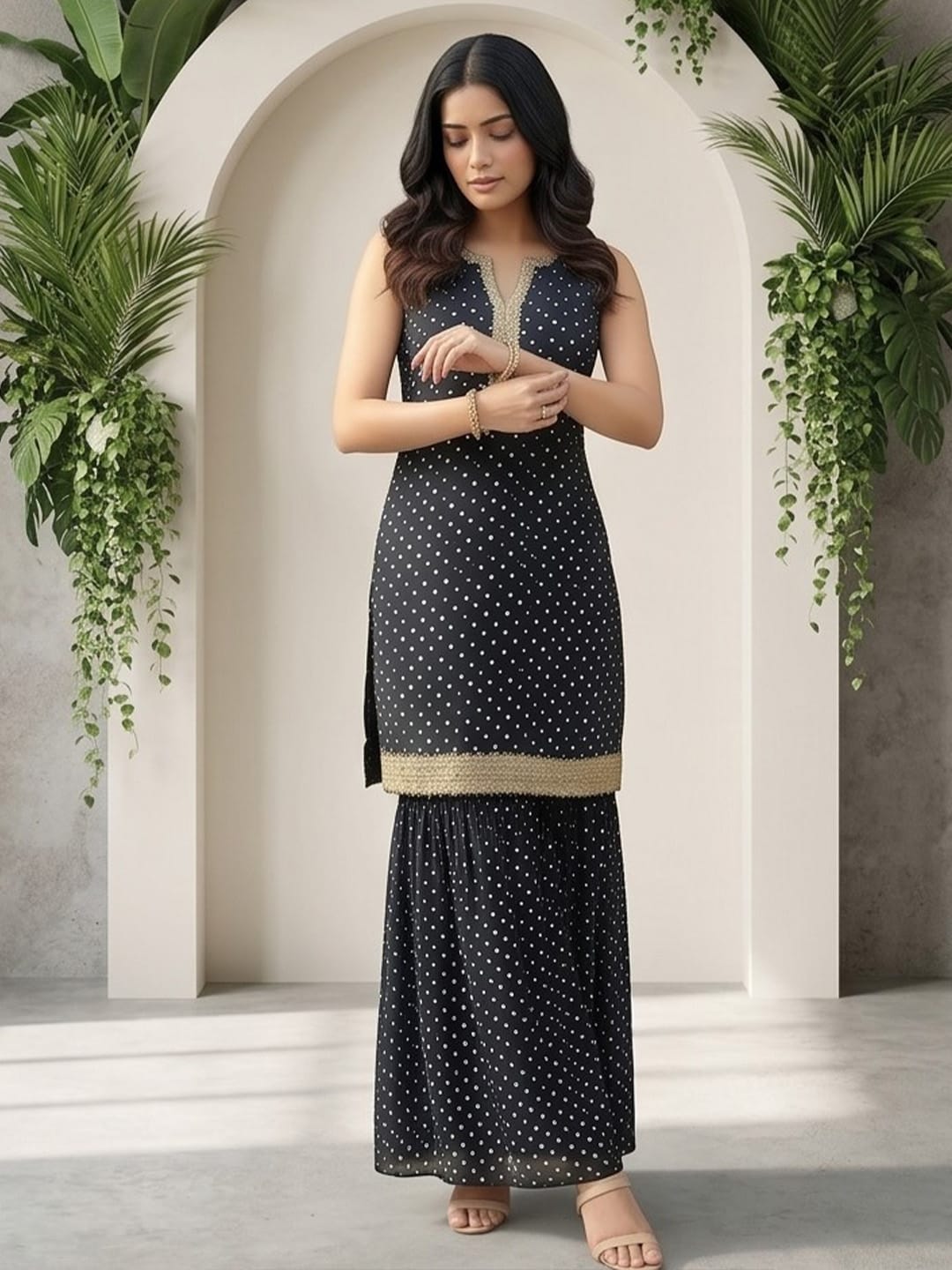 Fusion Bandhni Sharara Set