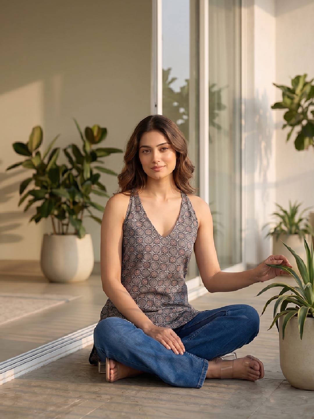 Women's Ajrakh Print Halter Neck Top