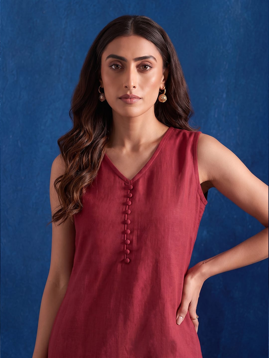 The Crimson Wine Floral Organza Women's Kurta Set