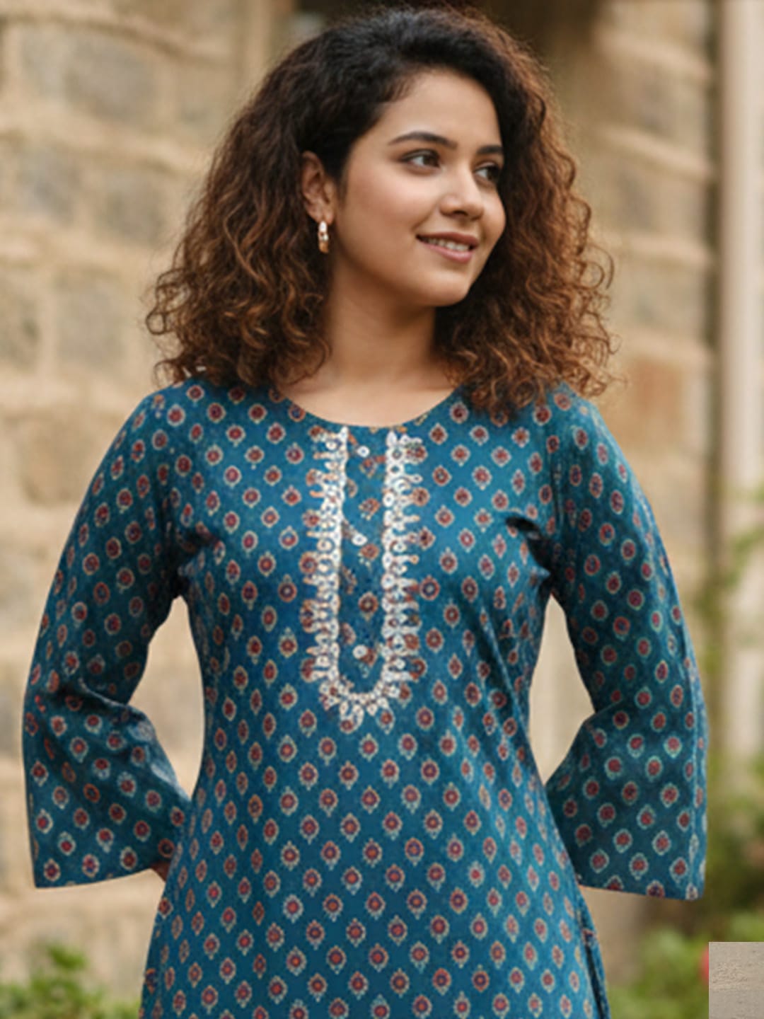 Teal green cotton Kurta
