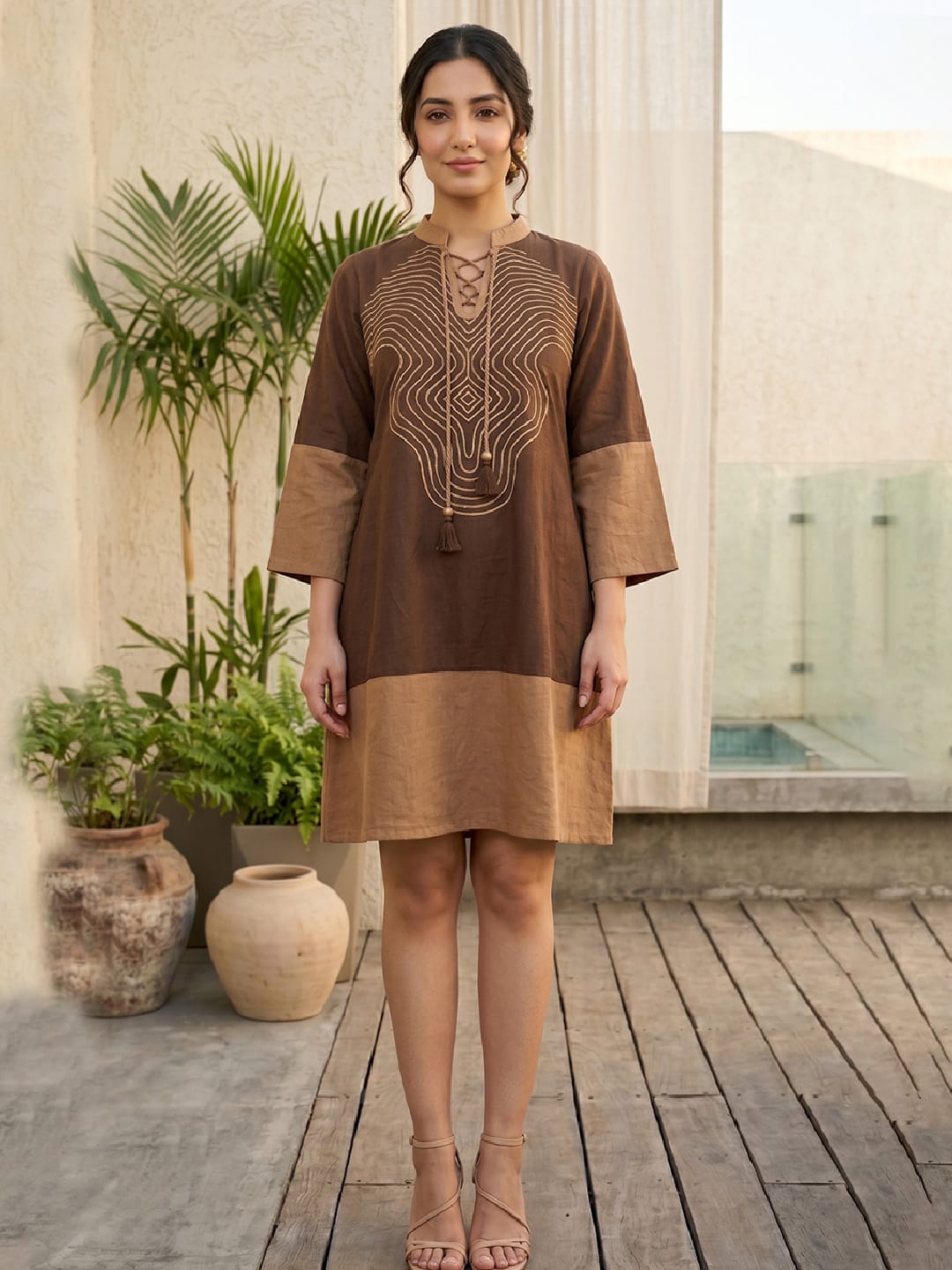 The Kurti Collection Brown Colored Women Summer Dress