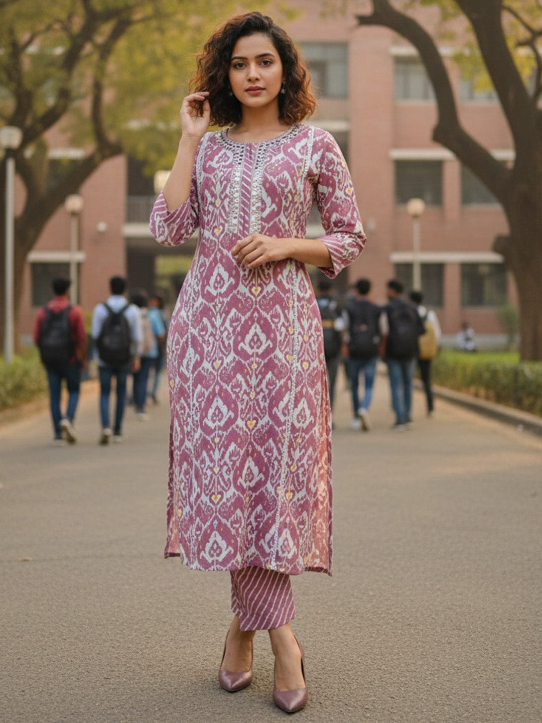 Pure Cotton Embroidered Summer Kurta Set for Women