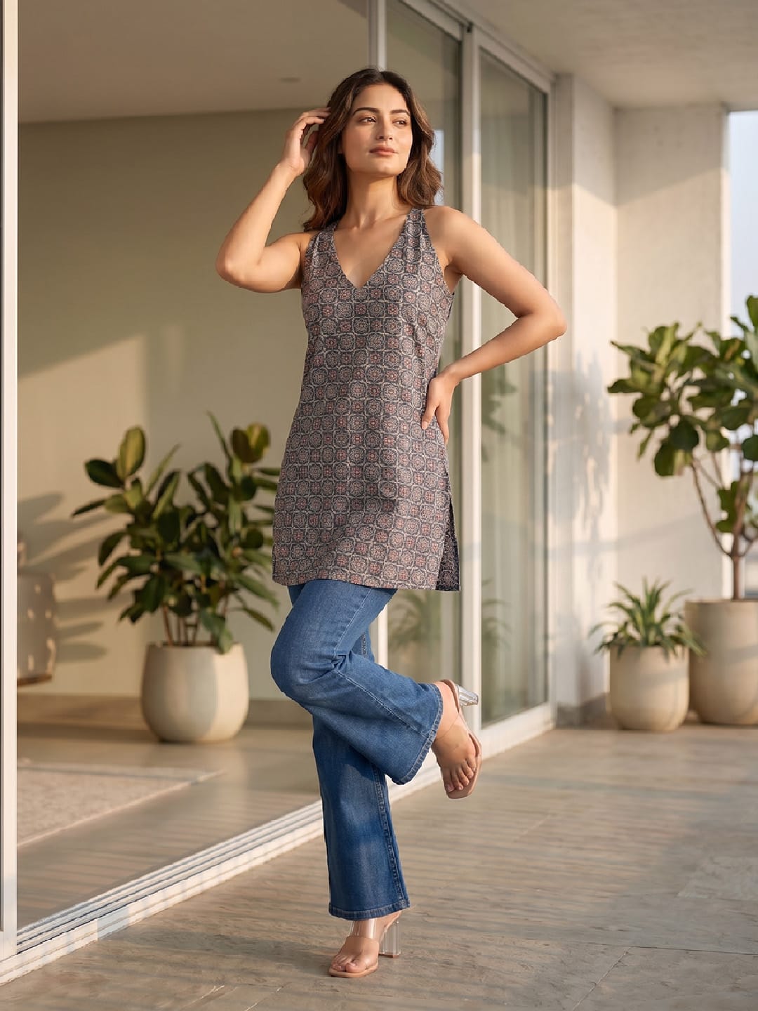 Women's Ajrakh Print Halter Neck Top