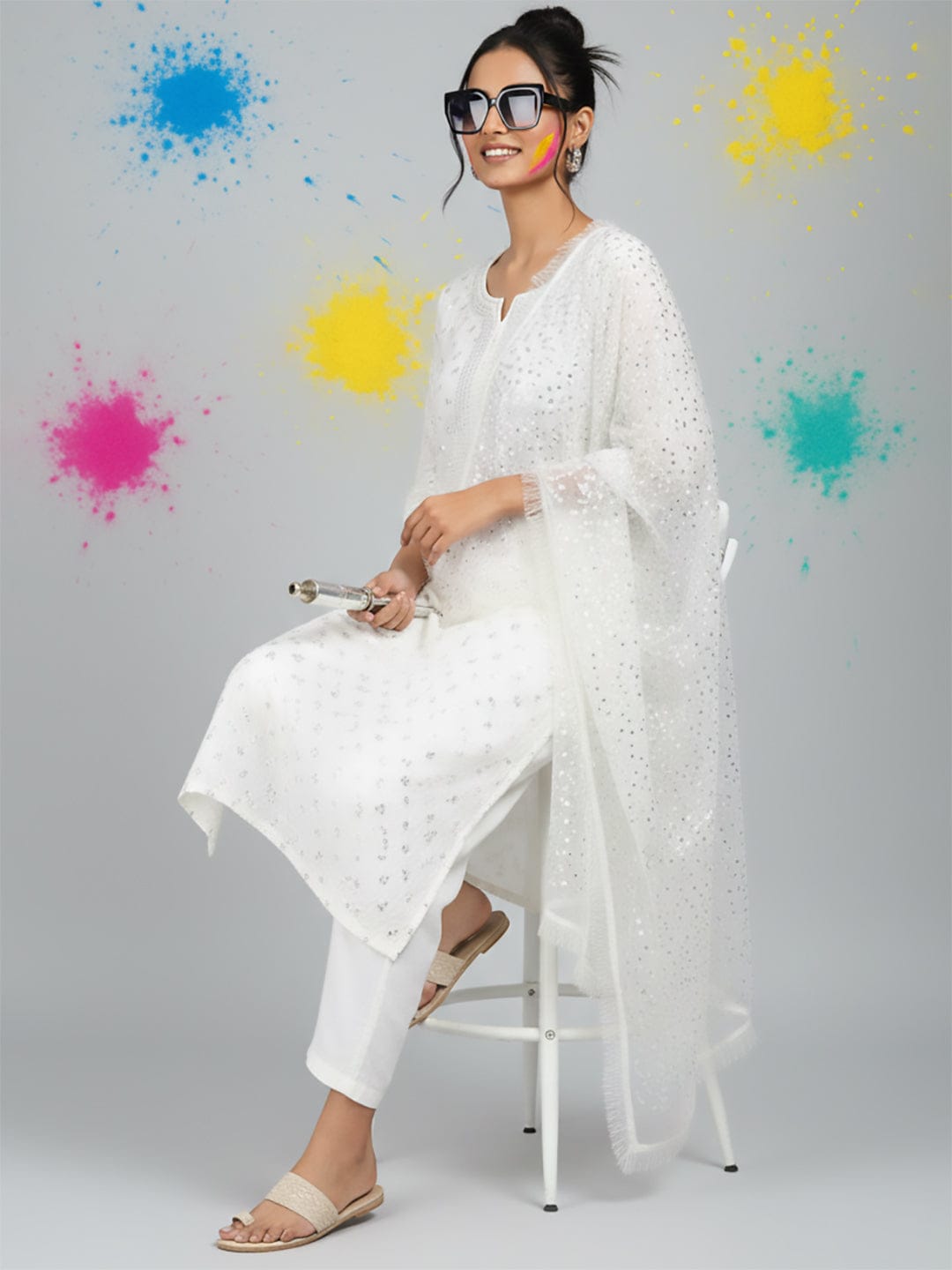 Elegant net dupatta featuring sequence detailing for a stylish and feminine finish.