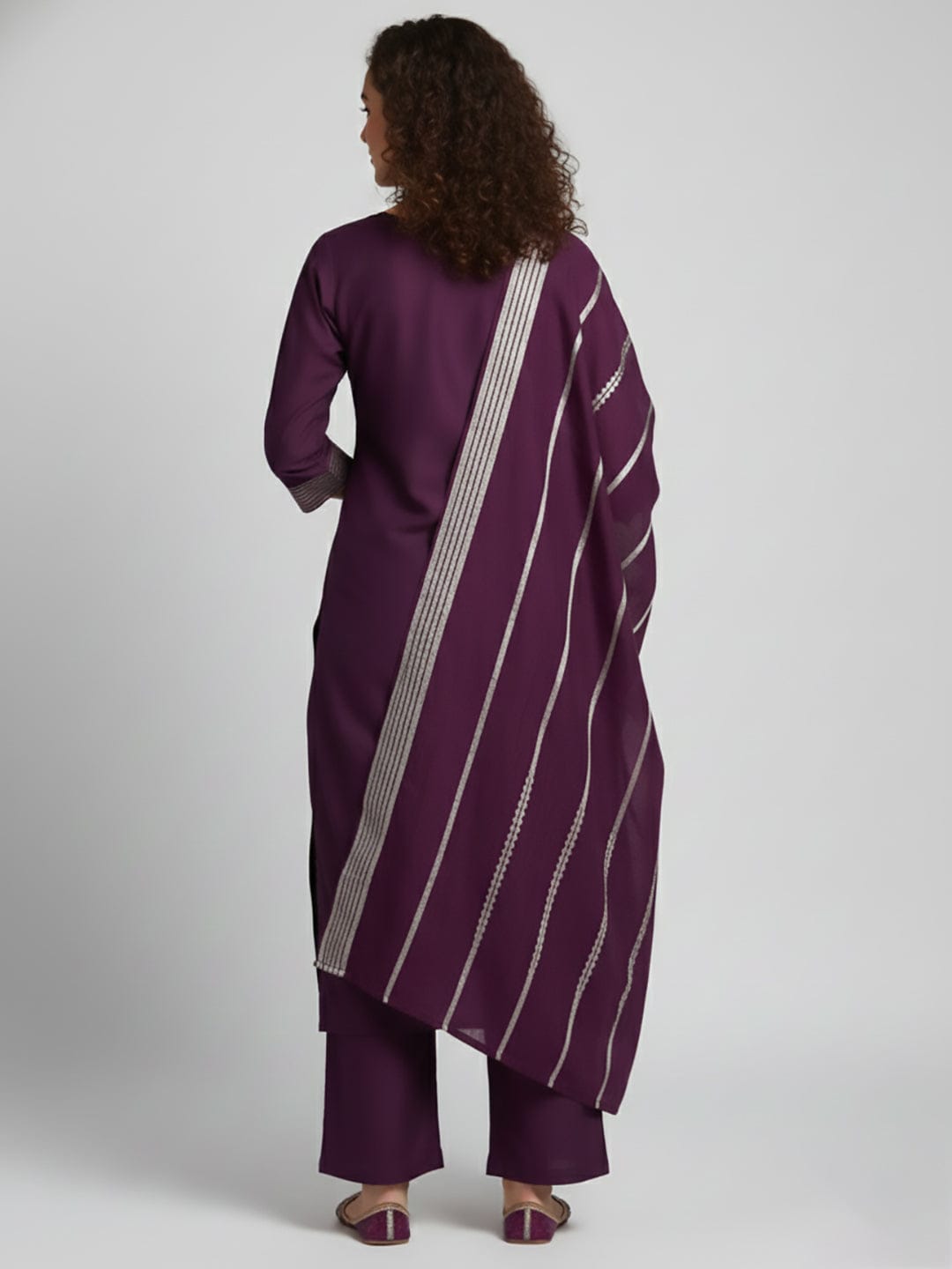 The Kurti Collection Women Zari Couching Detailed Kurta with Trouser & Dupatta