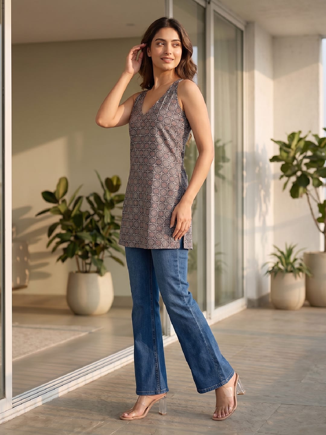 Women's Ajrakh Print Halter Neck Top