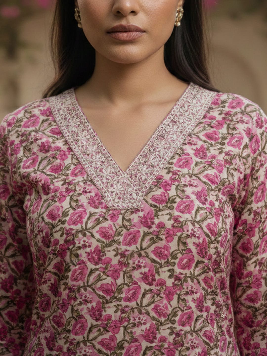 Rose Pink Lace Detail Suit Set