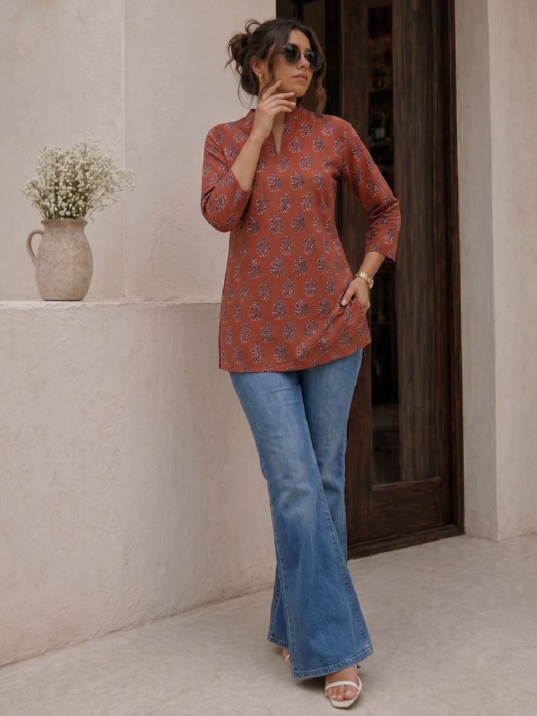 Rust Ajrakh Women's Kurta