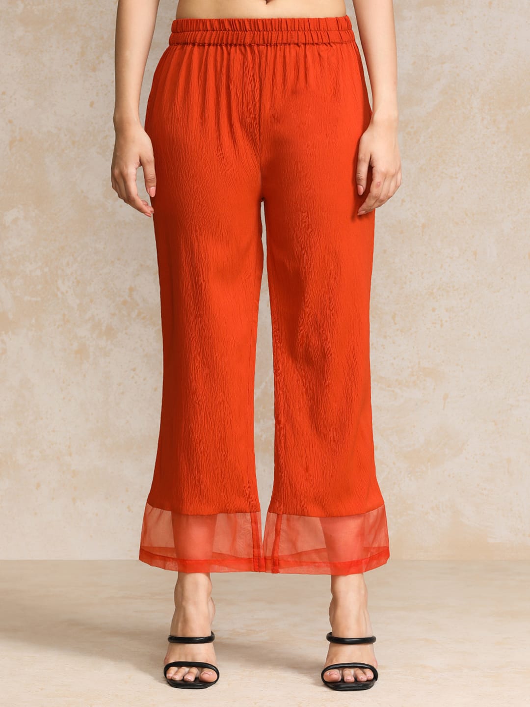 The Kurti Collection Women Rust Straight Kurta Paired With Tonal Bottom