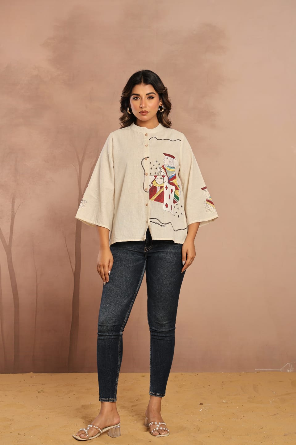 Hand painted Mandarin shirt