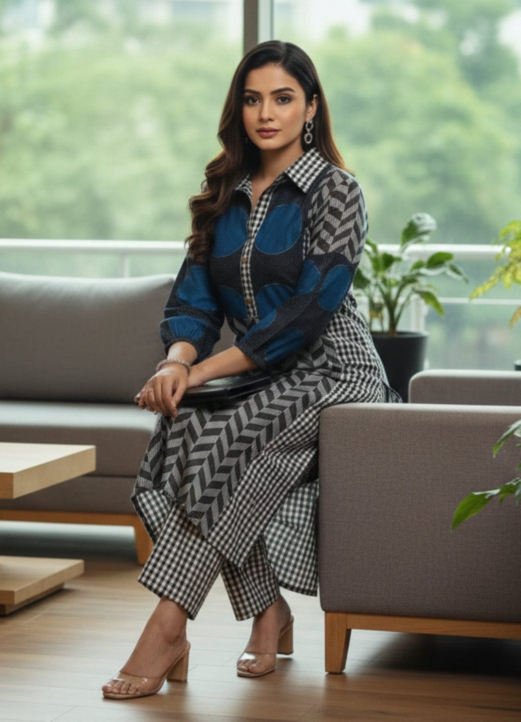 The Kurti Collection Women Printed Regular Chanderi Silk Kurta with Trousers
