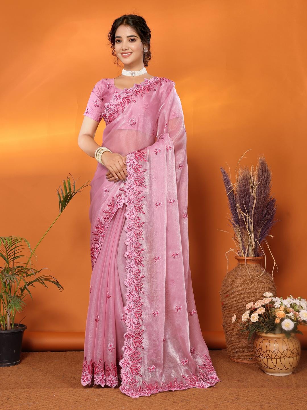 Ethnic Motifs Zari Woven Design Banarasi Saree