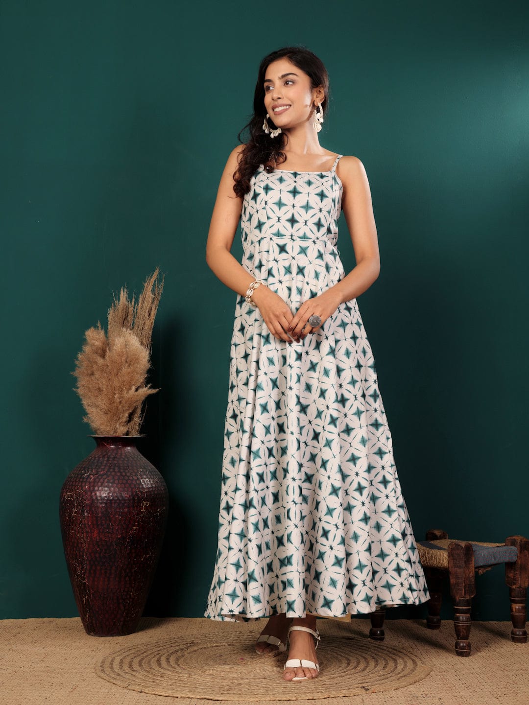 The Kurti Collection Women Tie And Dye Printed, Spaghetti-Strap A-Line Dress