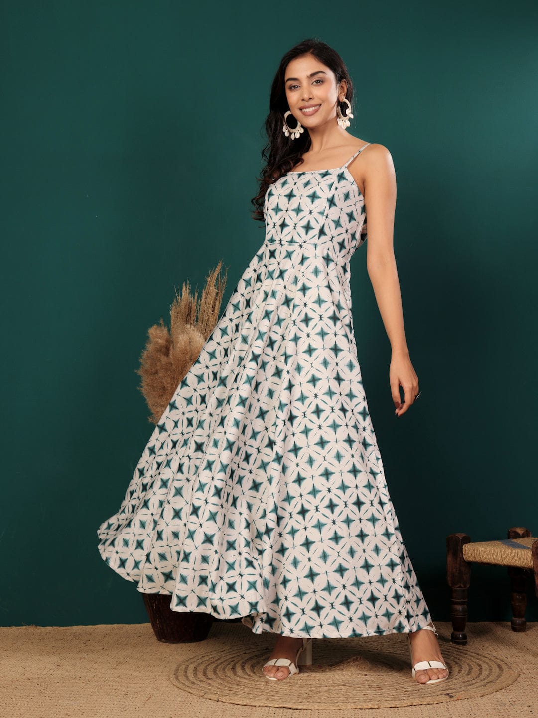 The Kurti Collection Women Tie And Dye Printed, Spaghetti-Strap A-Line Dress