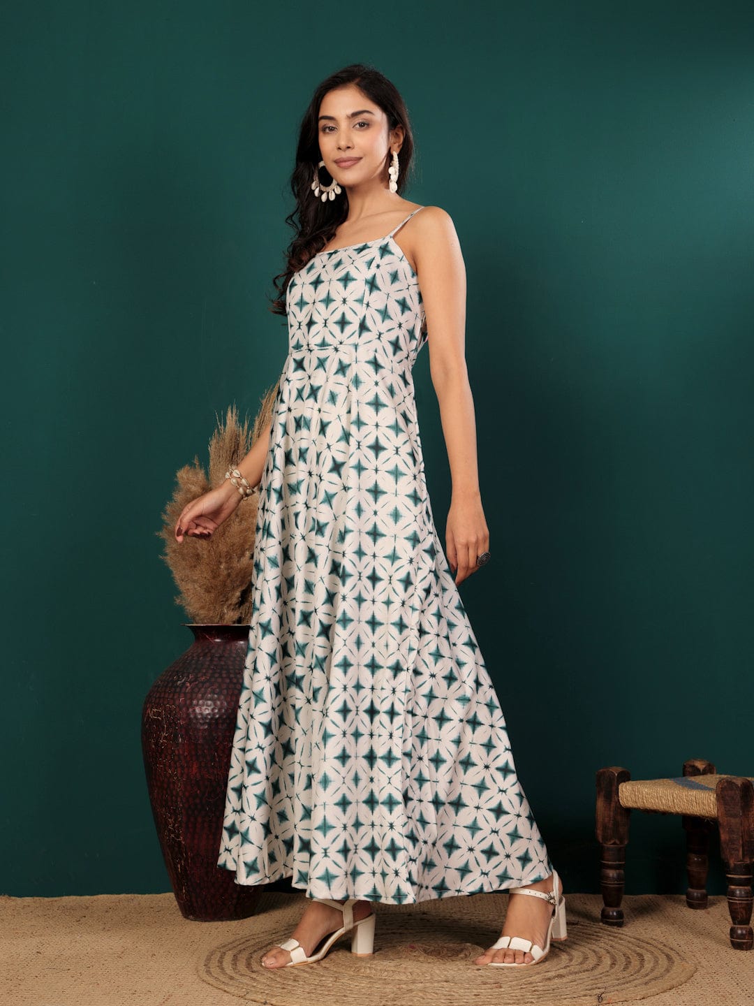The Kurti Collection Women Tie And Dye Printed, Spaghetti-Strap A-Line Dress