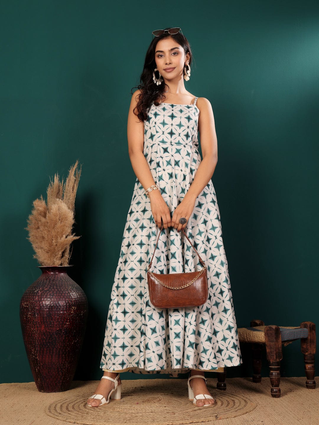 The Kurti Collection Women Tie And Dye Printed, Spaghetti-Strap A-Line Dress