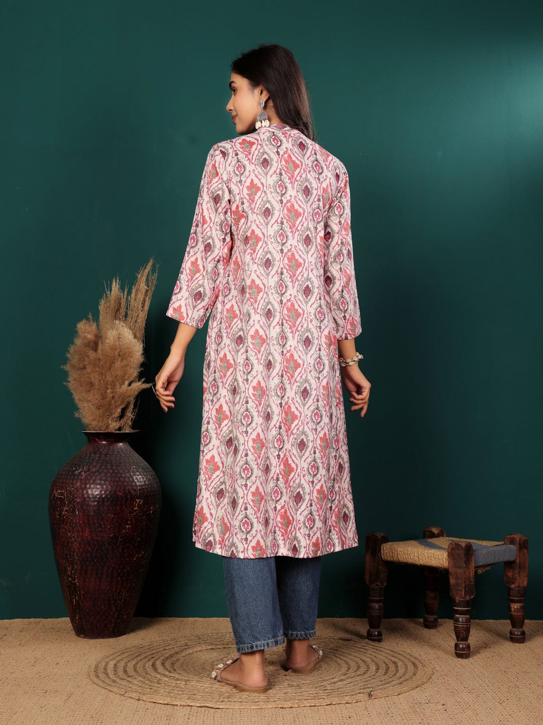The Kurti Collection Women Ethnic Motifs Printed Mandarin Collar A-Line Kurta