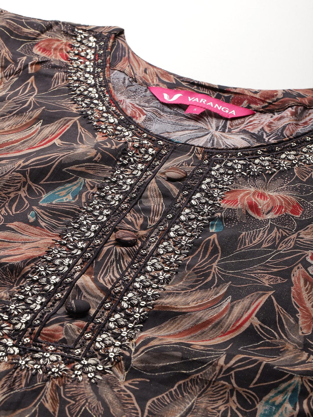 The Kurti Collection Women Black Round Neck Printed Embroidered Kurta Paired with Bottom and Dupatta