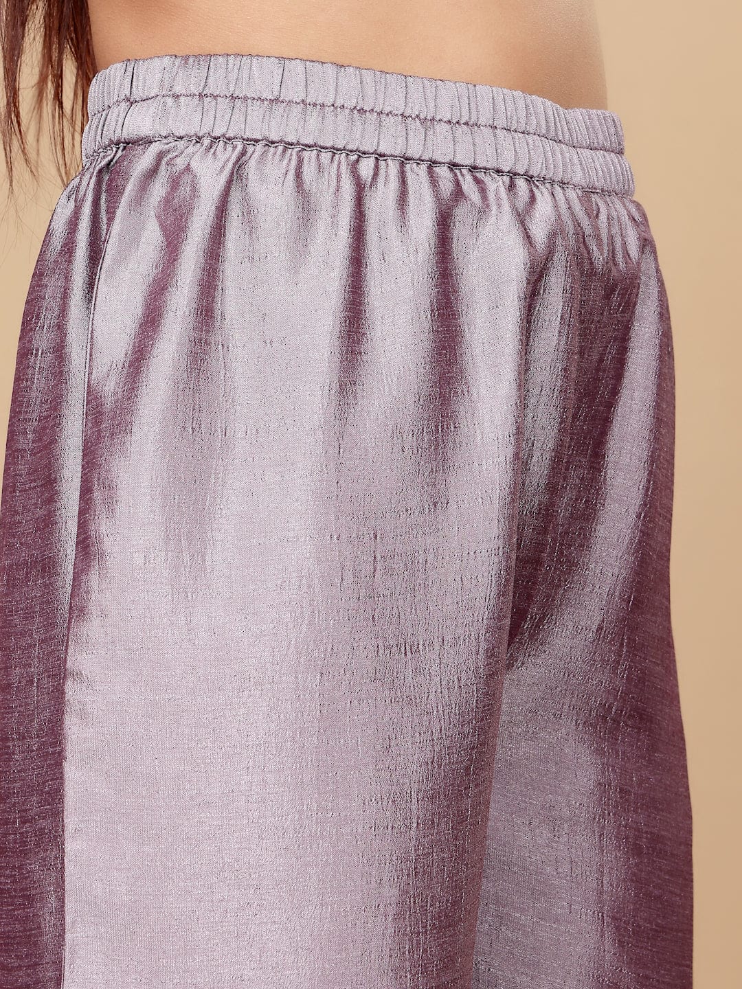 The Kurti Collection Women Lavender Zari Lace Embellished Anarkali Kurta With Trousers And Tissue Dupatta.