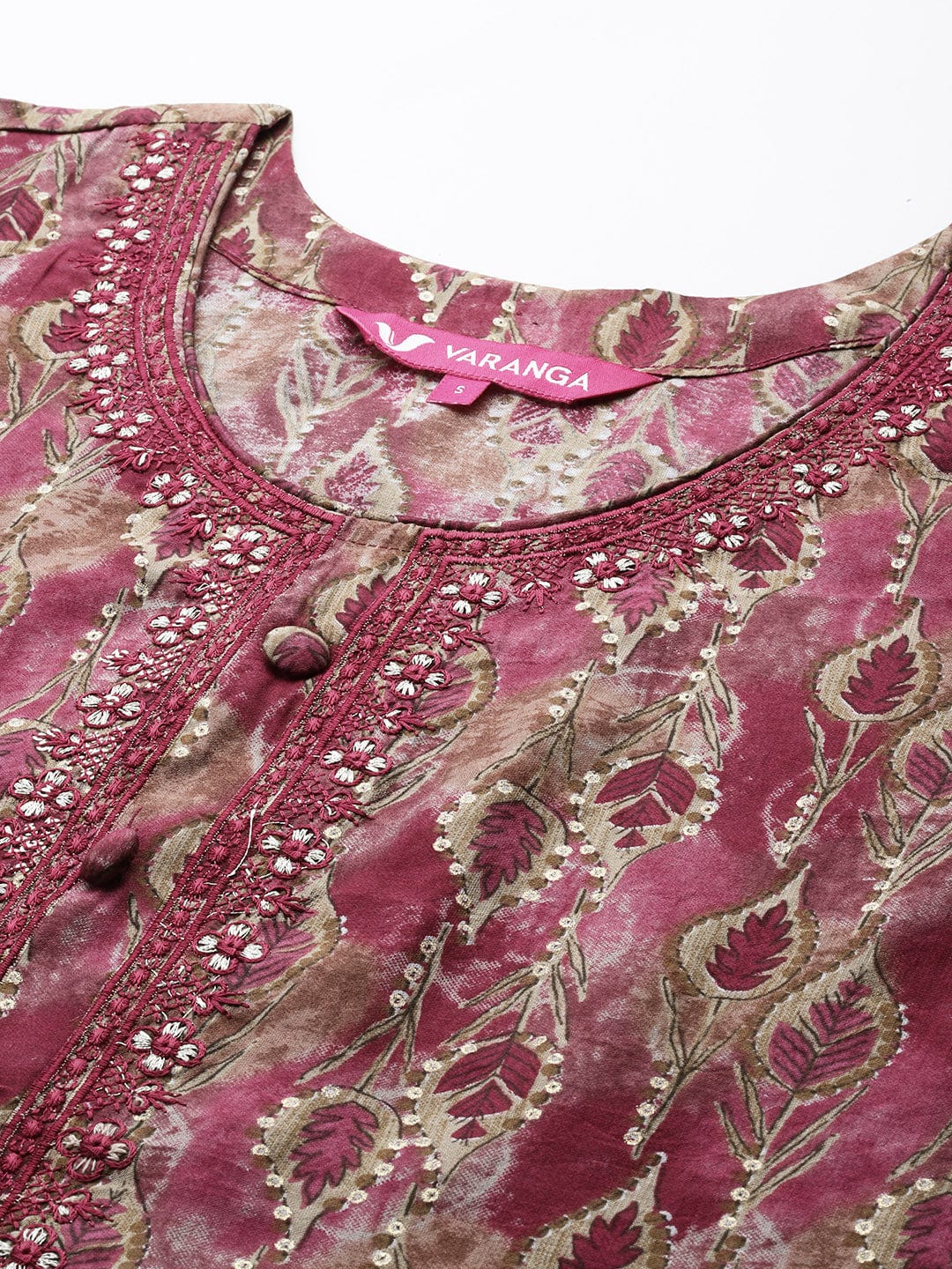 The Kurti Collection Women Printed Pink Floral Embroidered Round Neck Kurta Paired with Bottom and Dupatta