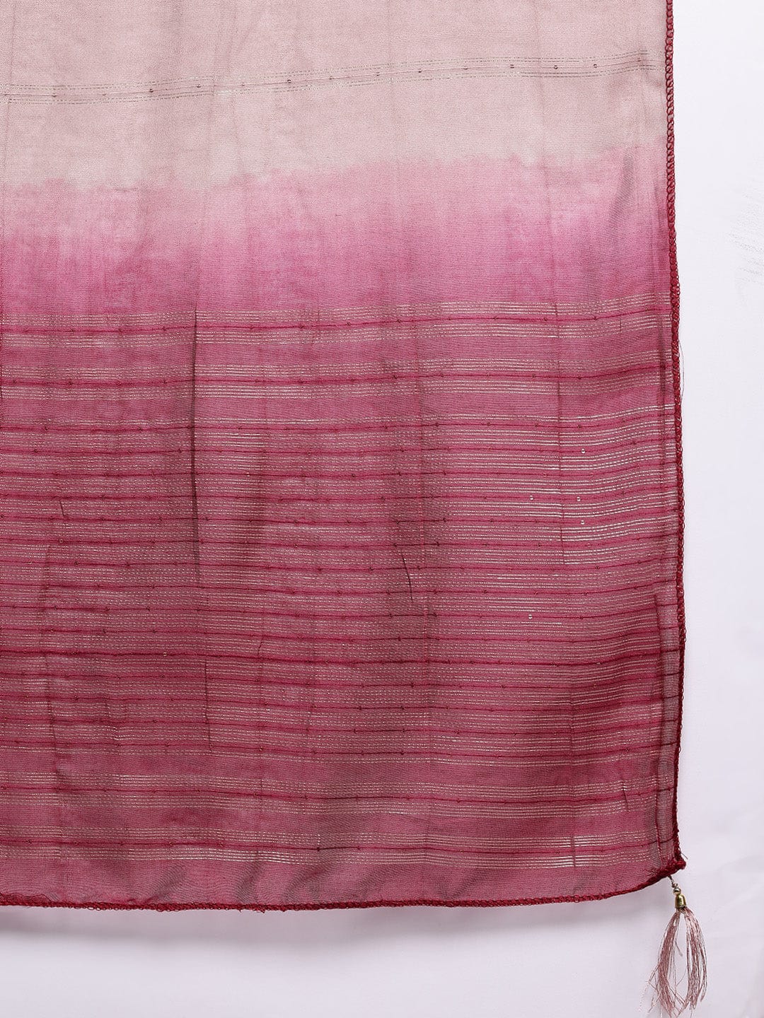 The Kurti Collection Women Printed Pink Floral Embroidered Round Neck Kurta Paired with Bottom and Dupatta
