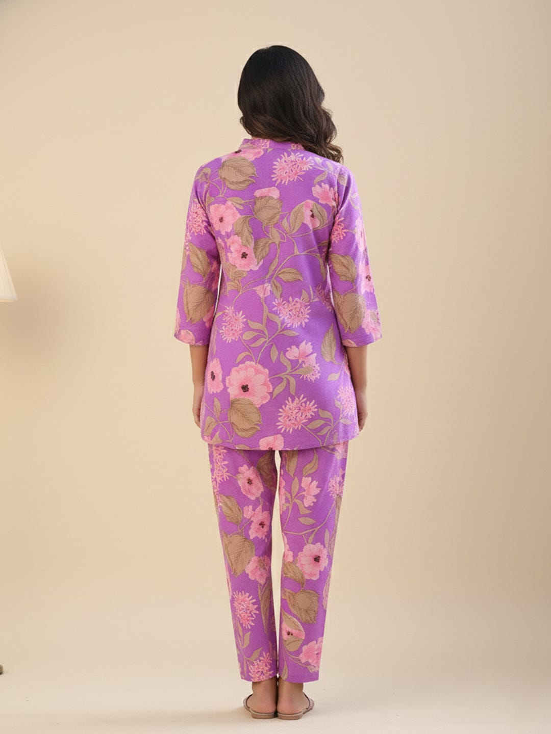 KSUT Women Lavender Floral Printed Cotton Co-Ords