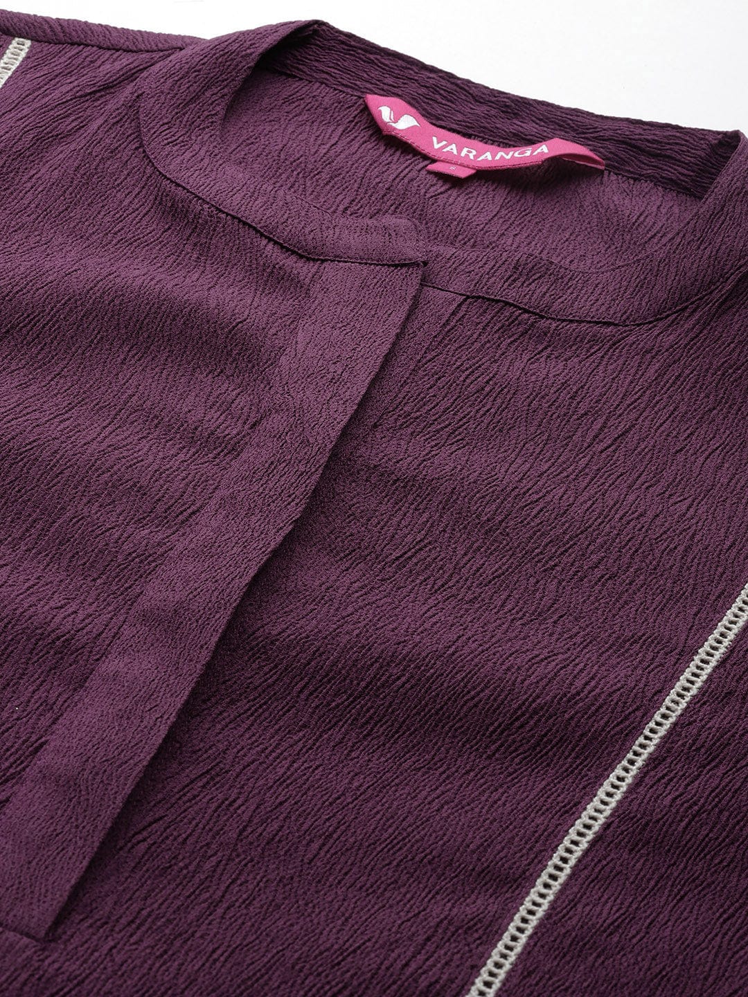 The Kurti Collection Women Violet Cotton Lace Detailed Co-Ord Set