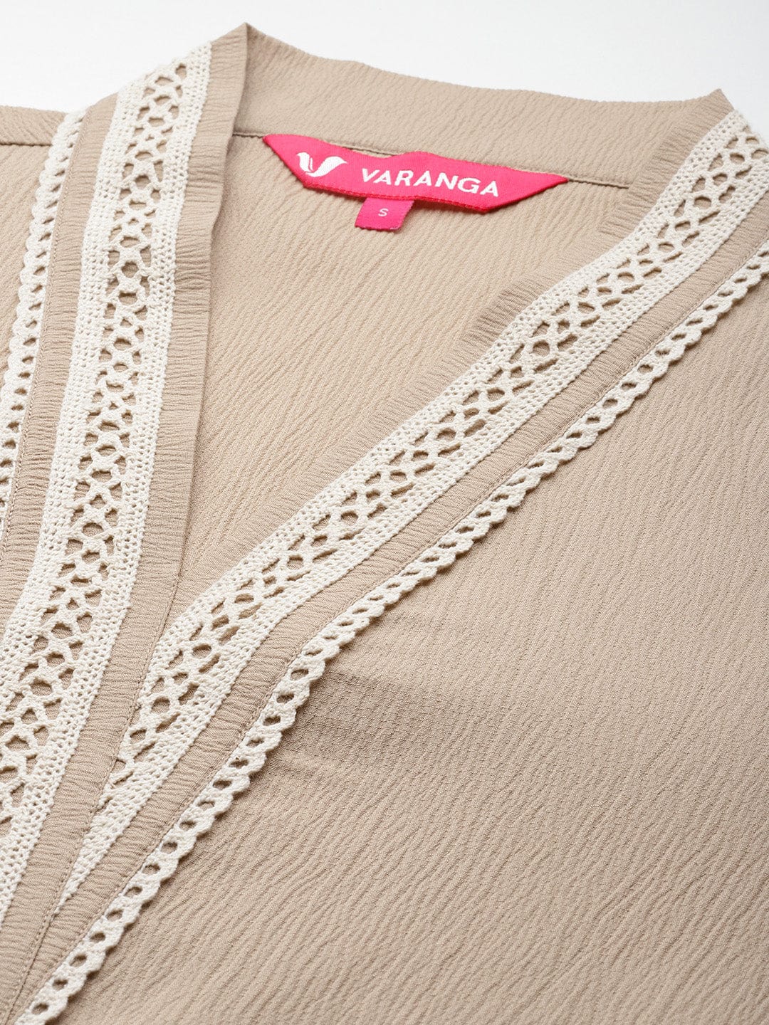 The Kurti Collection Women Beige Cotton Lace Detailed Co-Ord Sets
