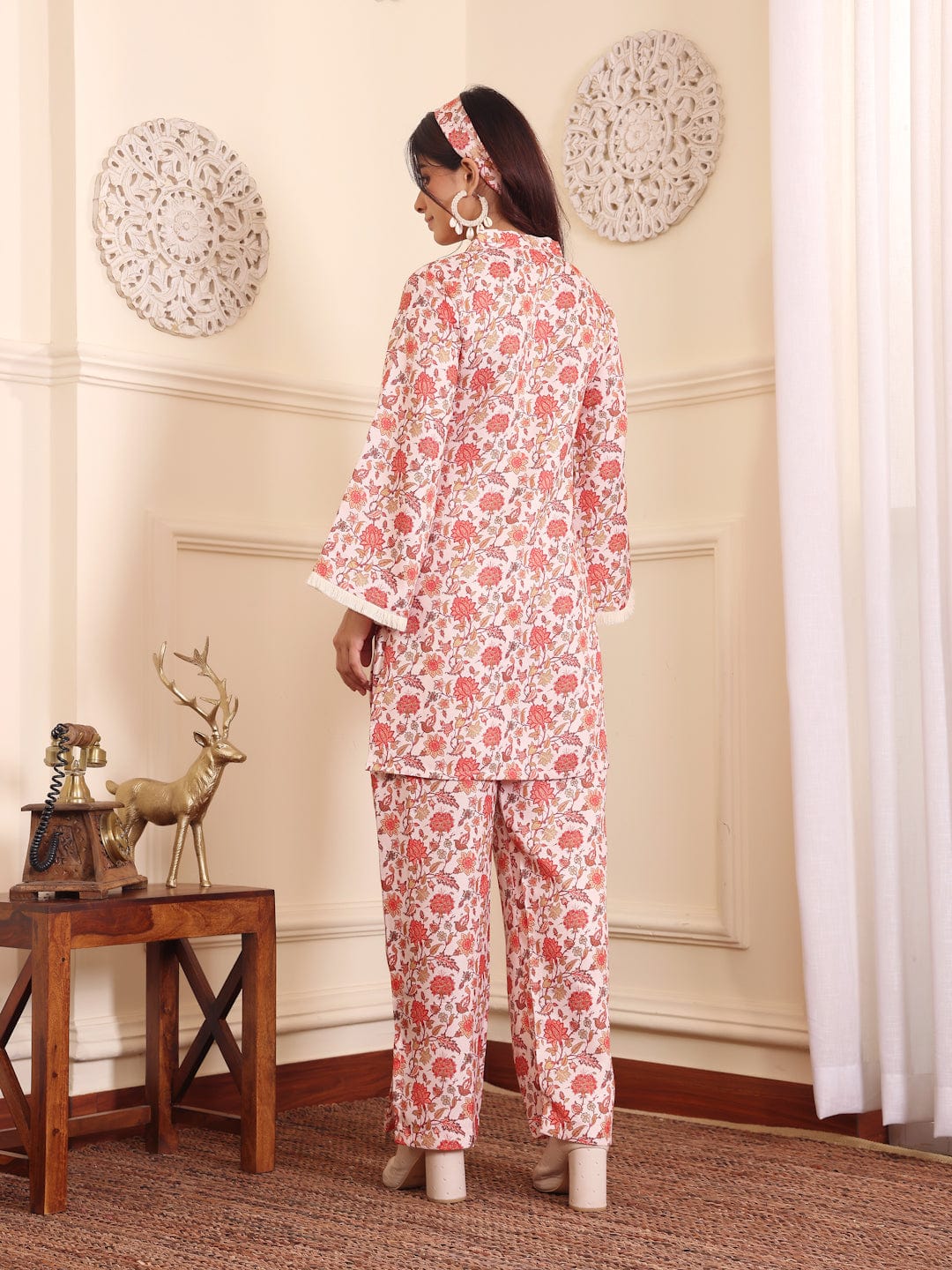 The Kurti Collection Women Off White Floral Printed Winter Co-Ord Set