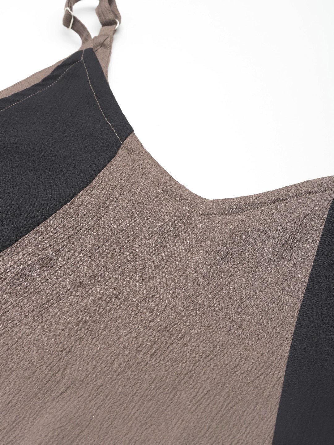 The Kurti Collection Women Camel Brown & Black V-Neck Strap Style A-Line Dress