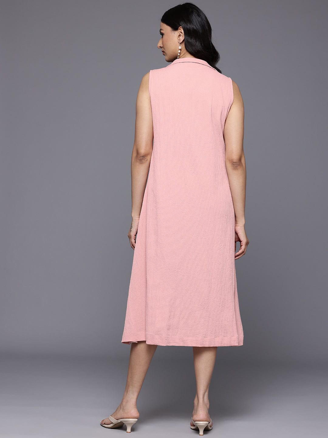 The Kurti Collection Women Peach Front Placket Deatiled A-Line Dress