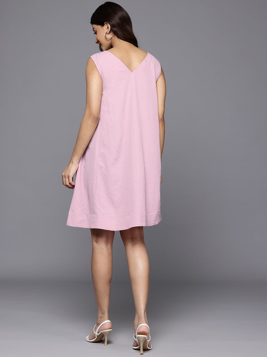The Kurti Collection Women Lavender Elastic Detailed A-Line Dress
