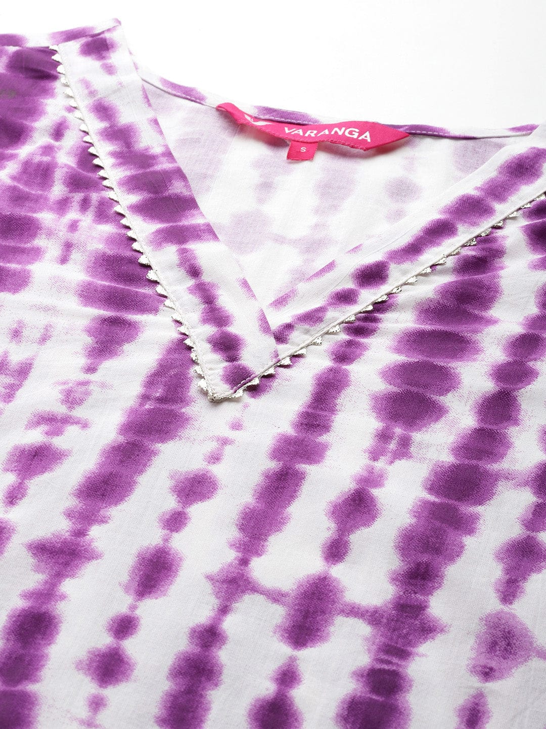The Kurti Collection Women Purple And White Gota Embellished Straight Kurta