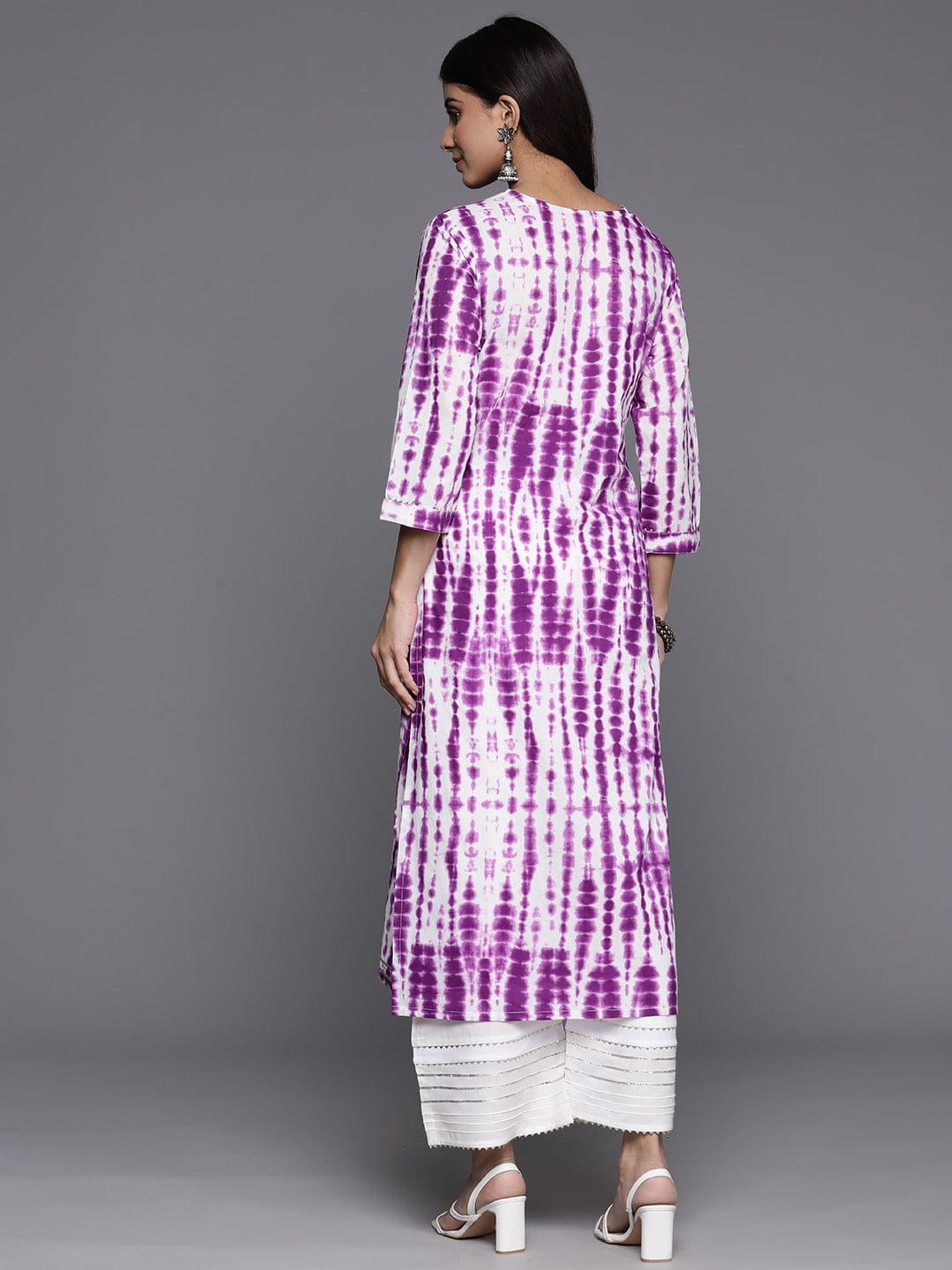 The Kurti Collection Women Purple And White Gota Embellished Straight Kurta