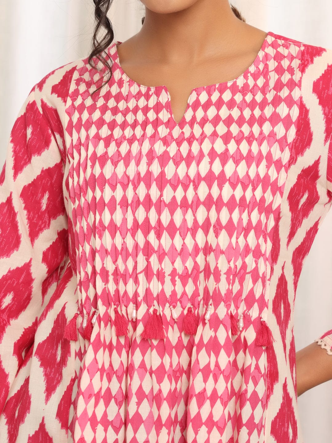 The Kurti Collection Women Chevron Printed Flaired Sleeve Tunic