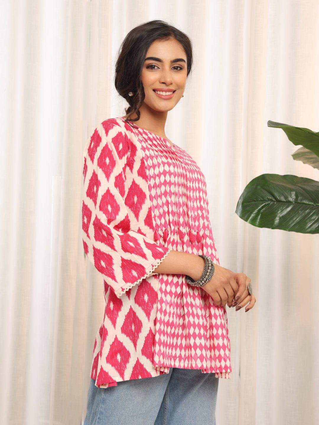 The Kurti Collection Women Chevron Printed Flaired Sleeve Tunic