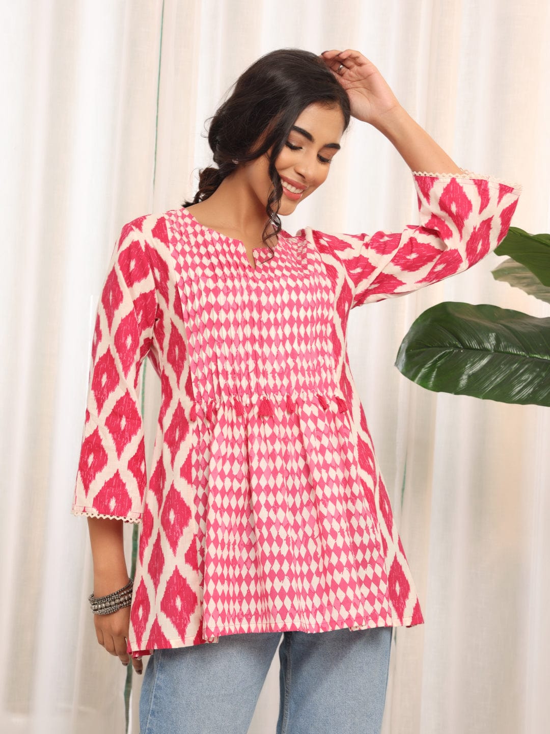 The Kurti Collection Women Chevron Printed Flaired Sleeve Tunic