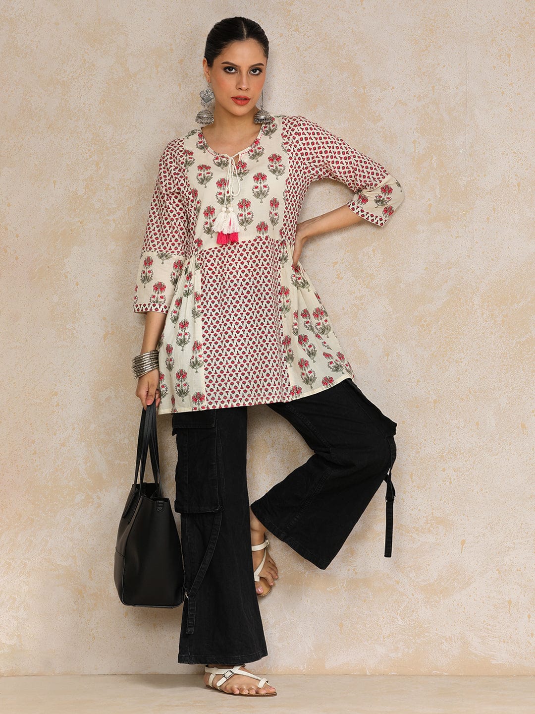The Kurti Collection Women Ethnic Floral Jaipuri Printed Flared Tunic