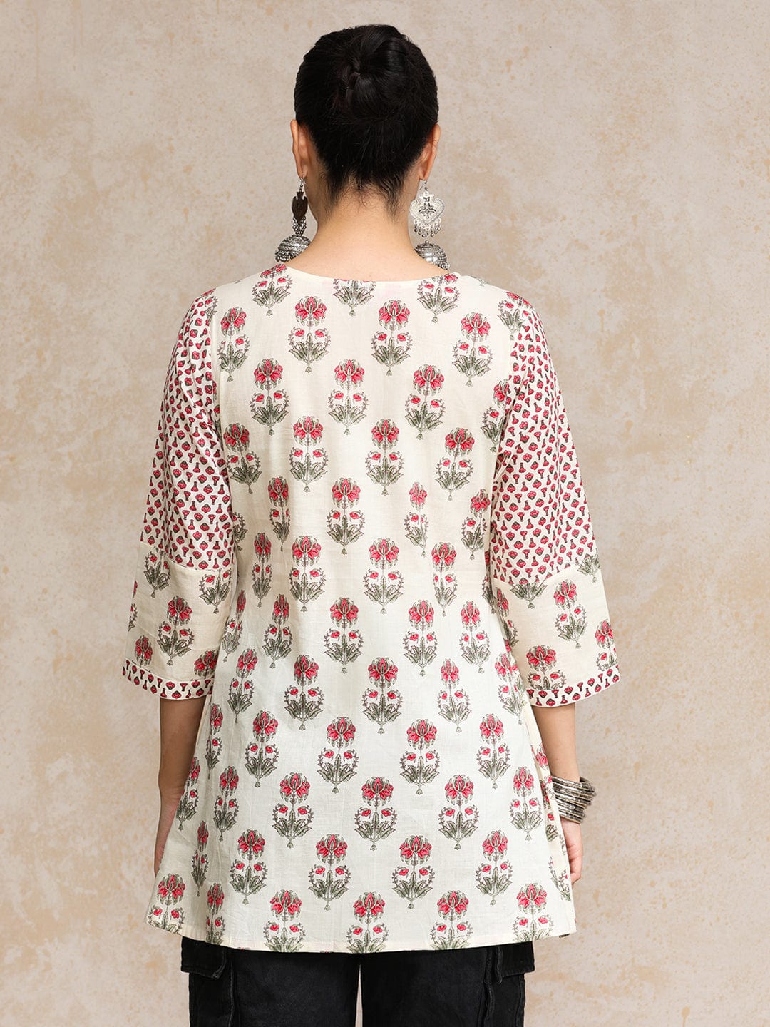 The Kurti Collection Women Ethnic Floral Jaipuri Printed Flared Tunic