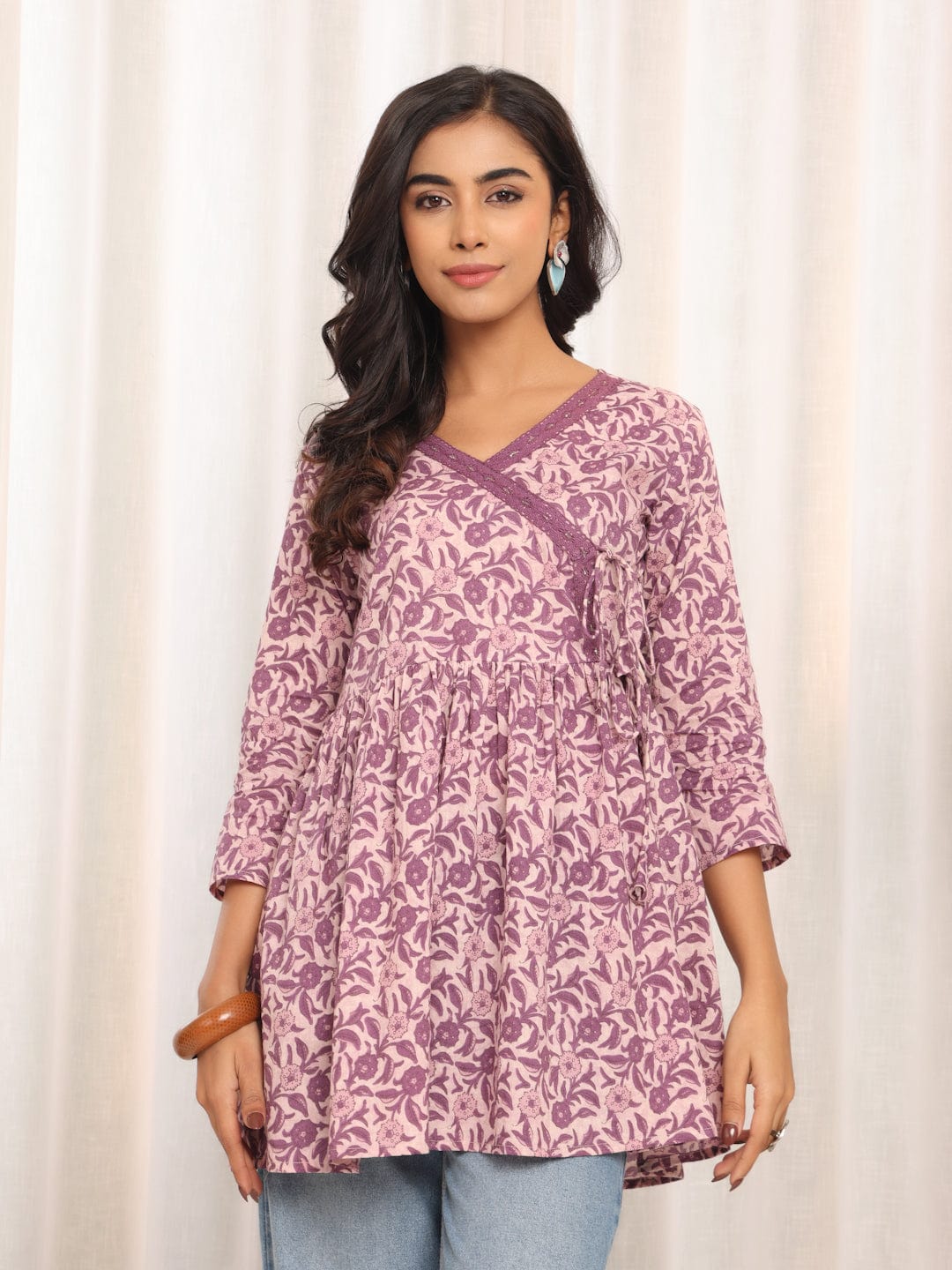 The Kurti Collection Women Jaipuri Printed Angrakha Style Tunic