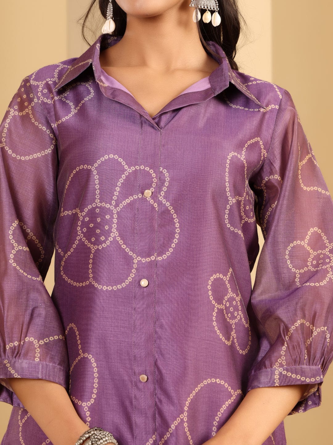 The Kurti Collection Women Premium Bandhani Floral Printed Shirt Kurta