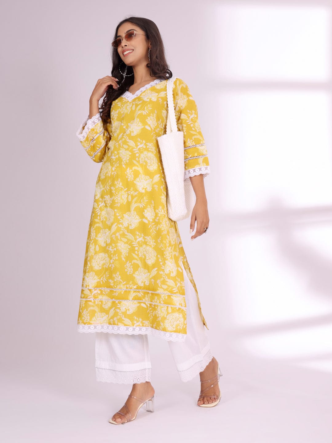 The Kurti Collection Women Ethnic Floral Printed Flared Sleeve Kurta