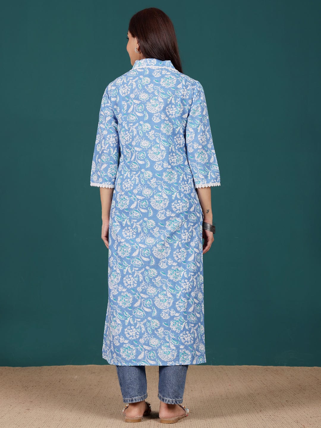 The Kurti Collection Women Floral Printed V Neck Kurta