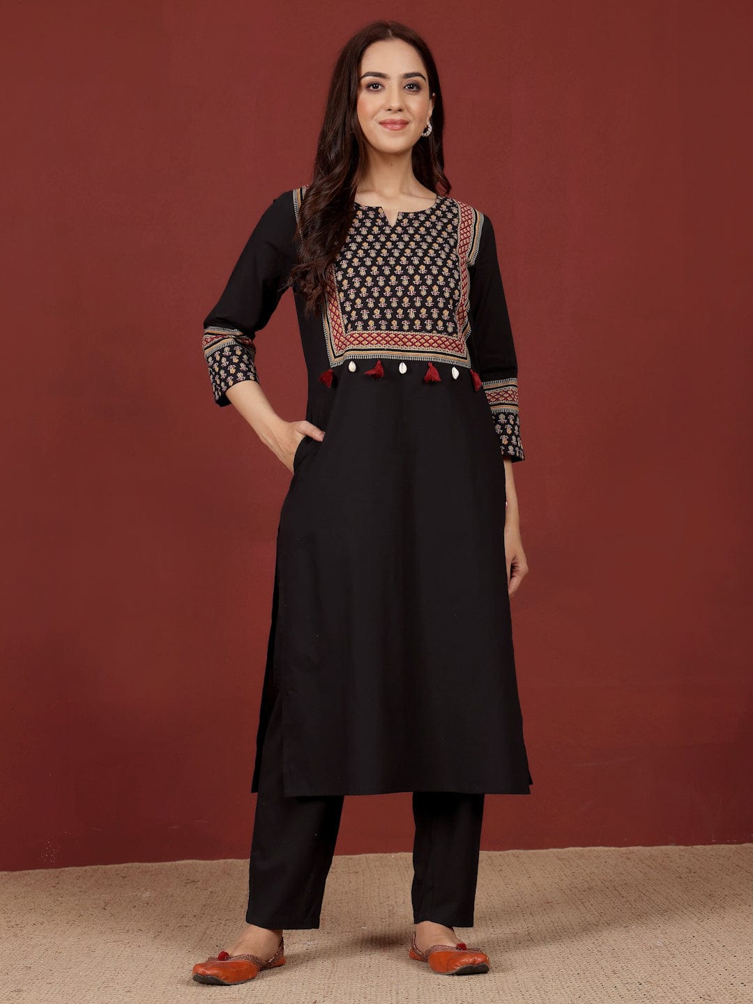The Kurti Collection Women Jaipuri Ethnic Printed Yoke Straight Kurta