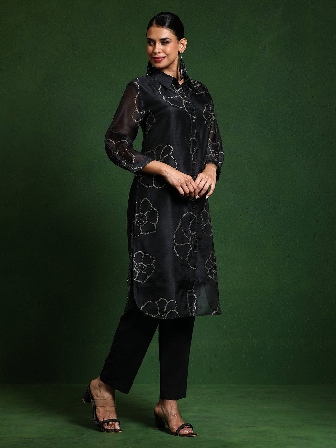 The Kurti Collection Women Premium Bandhani Floral Printed Shirt Kurta