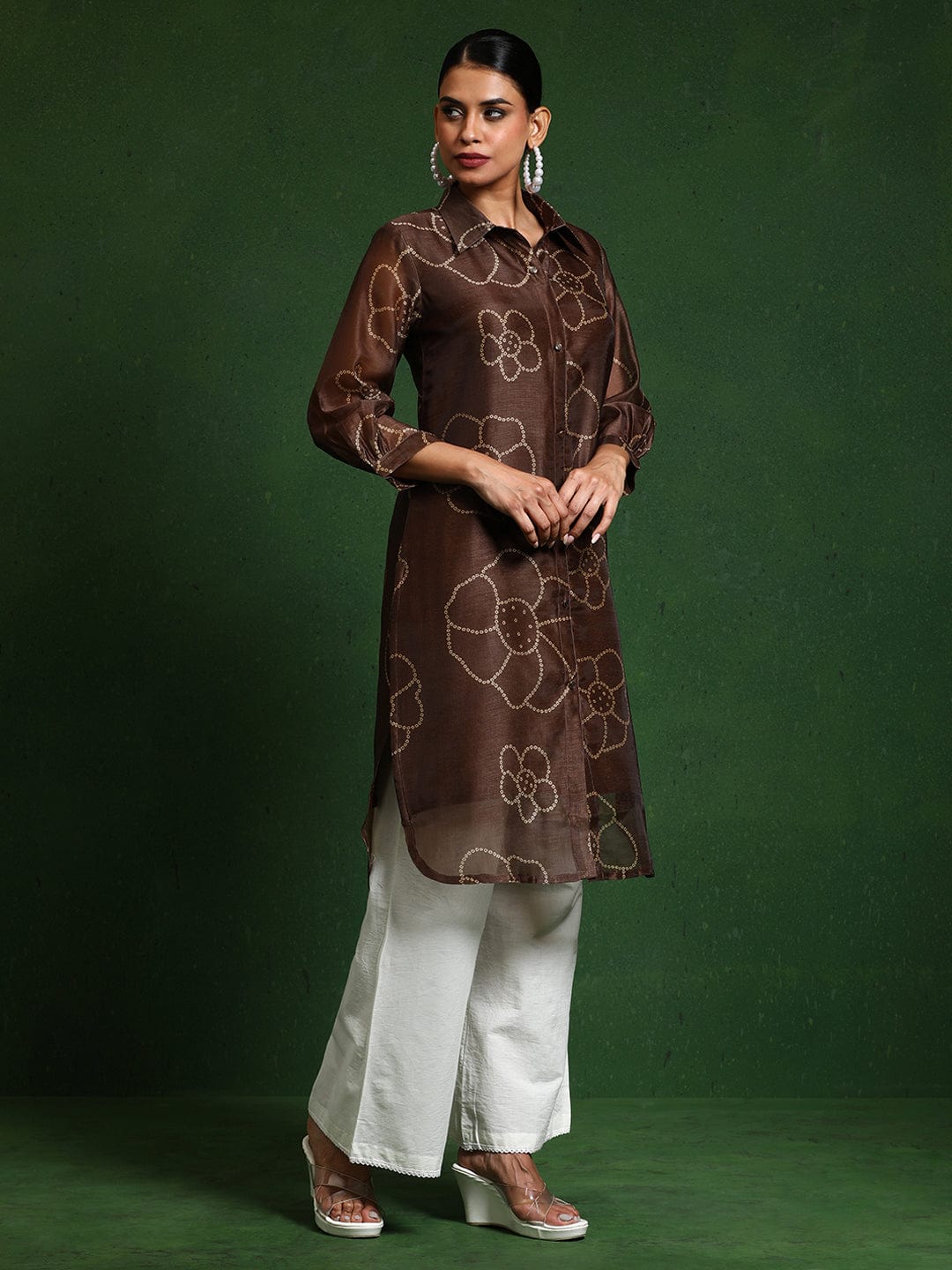 The Kurti Collection Women Premium Bandhani Floral Printed Shirt Kurta